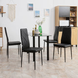 Dining Chairs Set of 4, Modern Accent Chair with High Back, Upholstery Faux Leather and Steel Legs for Living Room