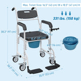 Rolling Shower Chair, Bedside Commode Chair with Wheels