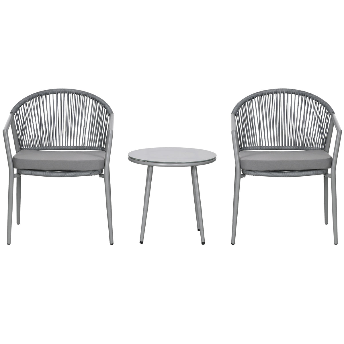 3-Piece Rattan Bistro Set, Garden Seating Group with 2 Armchairs and Coffee Table