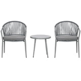 3-Piece Rattan Bistro Set, Garden Seating Group with 2 Armchairs and Coffee Table