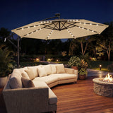 9.7ft Solar LED Cantilever Patio Umbrella with 32 LED Lights