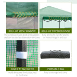 Portable Pop Up Greenhouse, Outdoor Walk-in Hot House with Roll-up Door & 2 Windows, 8' x 6'