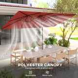 Double-Sided Patio Umbrella Parasol with Tilt, Adjustable Height, Vents and 12 Ribs