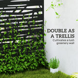 Decorative Outdoor Privacy Panel with Stand, Freestanding Metal Outdoor Divider for Garden
