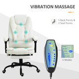 7-Point Vibrating Massage Chair, Reclining Office Chair with Footrest, Adjustable Height