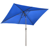 6.5x10ft Patio Umbrella, Rectangle Market Umbrella with Aluminum Frame and Crank Handle