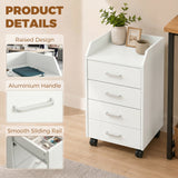 4-Drawer Vertical Mobile Filing Cabinet, File Cabinet with Lockable Wheels for Home Office