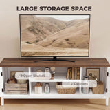 TV Stand for TVs up to 55 Inch, Entertainment Center with 2 Open Shelves, 2 Cabinets