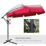 9FT Offset Hanging Patio Umbrella Cantilever Umbrella with Easy Tilt Adjustment, Cross Base and 8 Ribs for Backyard