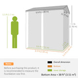 Remise de rangement extérieure 7' x 6' de hauteur, remise de jardin métallique étanche avec gants, porte verrouillable