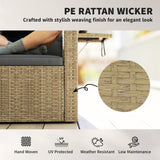 Wicker Outdoor Sofa with Side Trays
