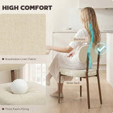 Upholstered Linen Fabric Kitchen Chairs, Modern Dining Chairs Set of 2 with Metal Legs
