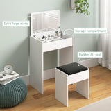Modern Vanity Set with Makeup Table and Cushioned Stool
