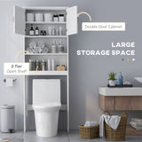 Modern Over The Toilet Storage, Bathroom Cabinets Over Toilet with Open Shelves and Double Door Cabinet