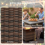 Propane Fire Pit Table, 28 Inch 40, 000 BTU Square Rattan Fire Table with Lava Rock