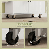 Rolling Island with Wheels for Kitchen, Drawer and Doors