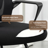 Desk Chair, Desk Chair No Wheels with Mesh Back, Lumbar Support, Metal Base for Reception