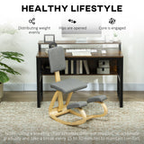 Ergonomic Kneeling Chair, Rocking Wood Kneel Stool with Backrest for Improve Posture