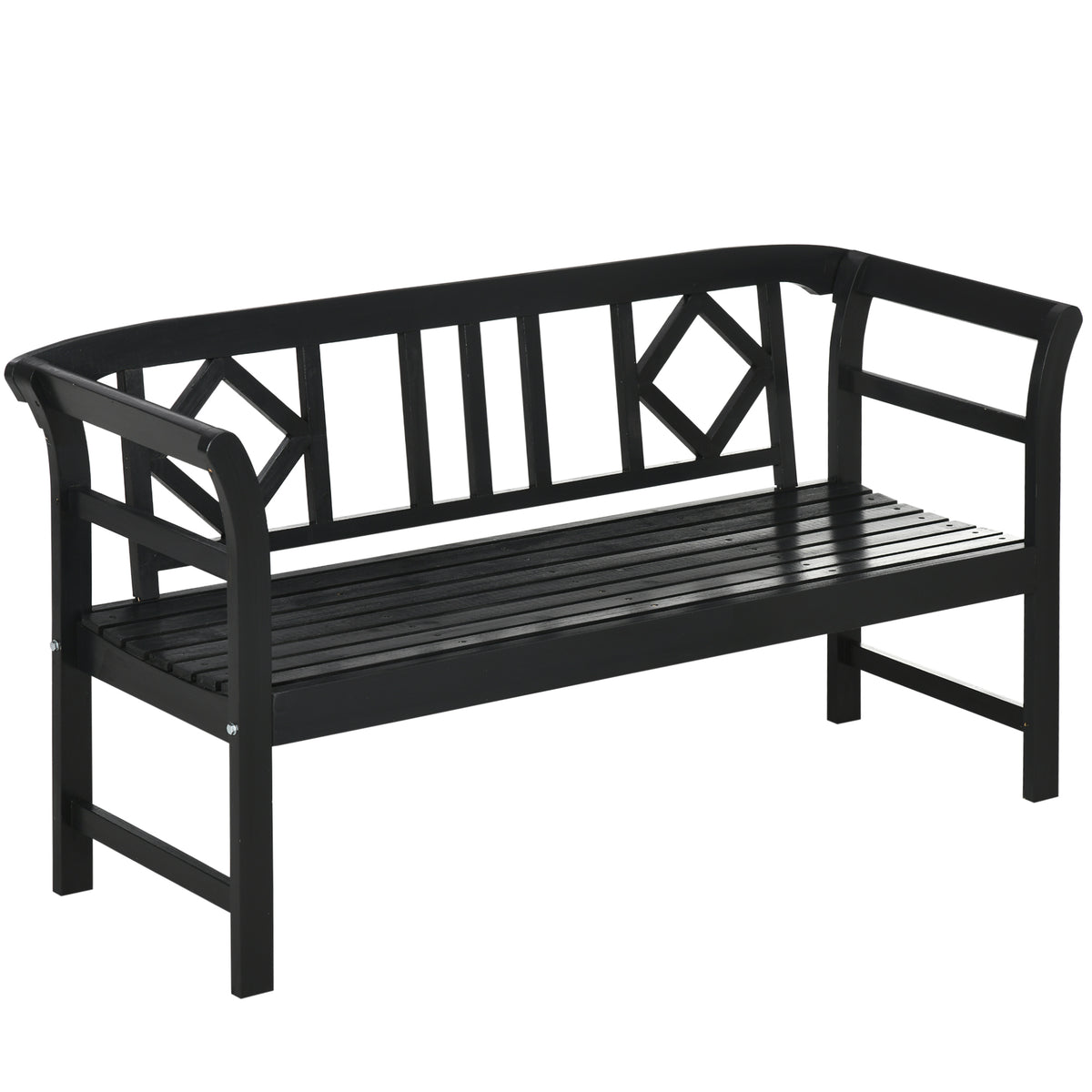 Wooden Outdoor Bench, 3 Person Patio Garden Bench with Diamond Pattern Backrest, 792 LBS Capacity