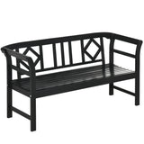 Wooden Outdoor Bench, 3 Person Patio Garden Bench with Diamond Pattern Backrest, 792 LBS Capacity