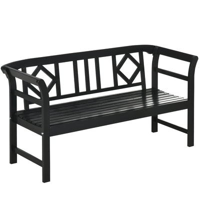 Wooden Outdoor Bench, 3 Person Patio Garden Bench with Diamond Pattern Backrest, 792 LBS Capacity