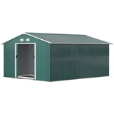 11' x 13'Garden Storage Shed w/ Foundation Kit Metal Tool Storage House w/ Double Doors
