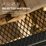 2-Tier Firewood Rack with Shovel, Outdoor Indoor Wood Storage Stacker