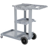 Janitorial Cart with 3 Shelves, Cleaning Cart on Wheels with Rubbish Bag and Mop Holders for Hotel