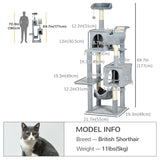 Grand arbre à chats pour chats d'intérieur, tour à chats multi-niveaux 70