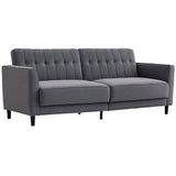 Convertible Bed with Couch, Button Tufted Fabric Sofa Bed with Adjustable Back for Living Room