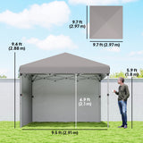 10' x 10' Pop Up Canopy with Sidewalls, Height Adjustable Instant Tent for Outdoor