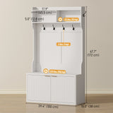 4-In-1 Hall Tree with Shoe Bench, Modern Coat Rack with Open Shelf for Hallway