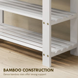 Bamboo Shoe Storage Bench, 3-Tier Entryway Bench with 2 Storage Shelves for Hallway, Holds 6 Pairs