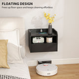 Wall Mounted Bedside Table, Set of 2 Floating Nightstand with Charging Station, Drawer and Open Shelf for Bedroom