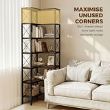 6-Tier L-Shaped Bookshelf, Freestanding Corner Bookcase with Metal Frame