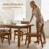 Set of 2 Kitchen Chairs, Button Tufted PU Leather Upholstered Dining Chairs with Rubberwood Legs for Dining Room