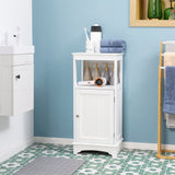Modern Bathroom Floor Cabinet with Open Shelf, Freestanding Storage Organizer Unit with Single Door for Home Office