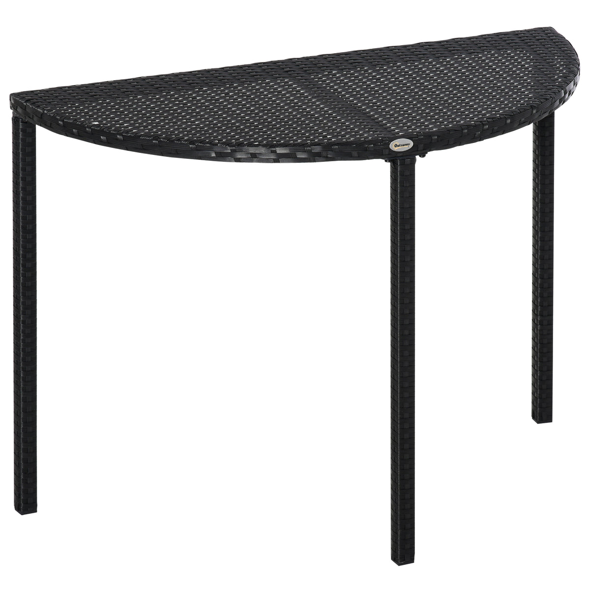 Table d'appoint demi-ronde table à café en rotin PE avec cadre métallique pour patio