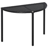 Table d'appoint demi-ronde table à café en rotin PE avec cadre métallique pour patio