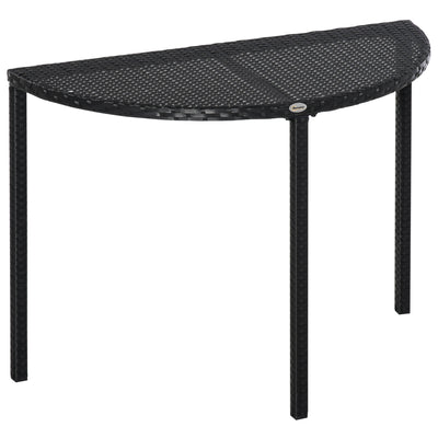 Half Round Side Table, PE Rattan Coffee Table with Metal Frame for Patio