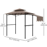 8' x 5' Grill Gazebo, 2 Side Shelves, 6 Hooks
