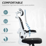 Mesh Office Chair, Ergonomic Desk Chair with Flip-up Armrest, Rotatable Headrest, Adjustable Lumbar Support