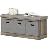 Banc de rangement pour chaussures avec siège, 3 tiroirs en tissu pour corridor