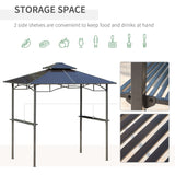 8' x 5' Hardtop Grill Gazebo, Outdoor Canopy with Side Shelves & Double Roof