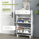 Slim Shoe Storage with 2 Flip Drawers and Adjustable Shelves Shoe Cabinet Organizer for 8 Pair