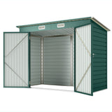 Cabanon de rangement de jardin galvanisé 8 x 4 pi, cabanon métallique d'extérieur avec portes doubles et 2 aérateurs