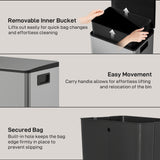 Trash Can with Soft-Close Lid, Garbage Can with Removable Inner Bucket for Kitchen 13.2 gal/50 L