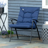 Chaise longue pliante, fauteuil relax tissu rembourré, cadre métallique pour cour