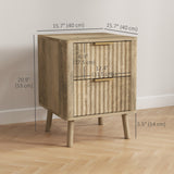 Night Stands Set of 2, Nightstands with Finger Pulls and Fluted Drawers