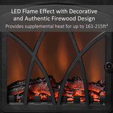 Chauffage de cheminée électrique autoportant avec effet de flamme LED réglable et porte avant